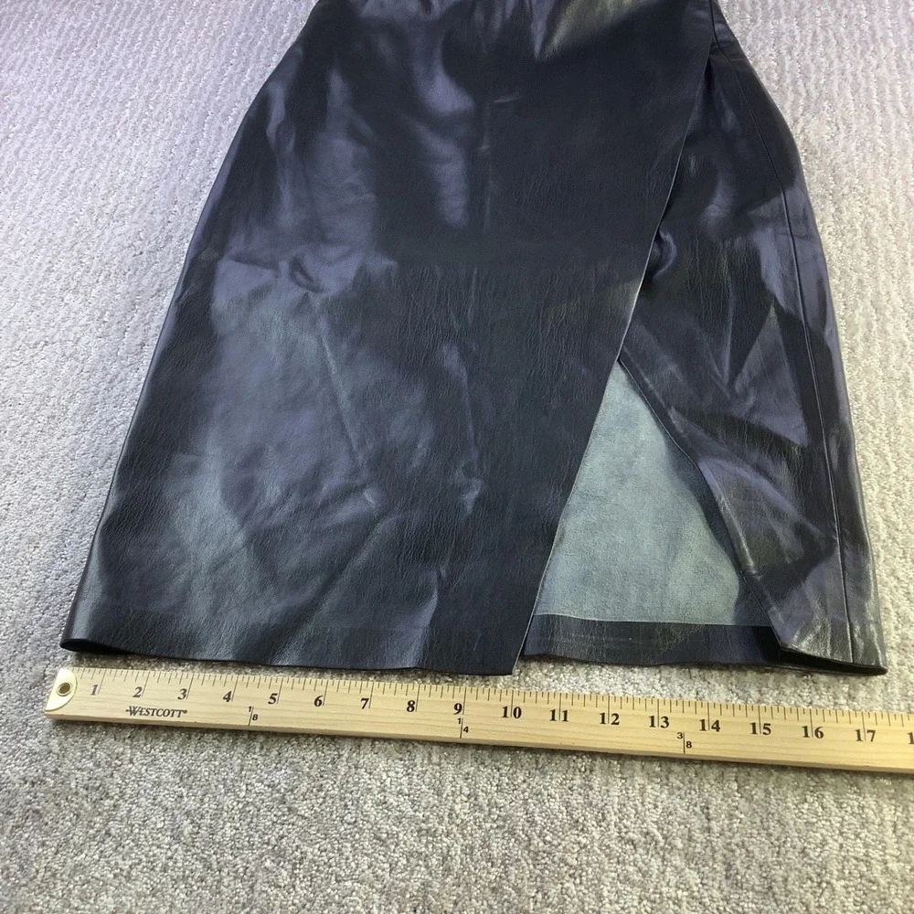 Faux Leather Black Pencil Skirt - Unbranded